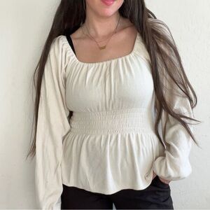 Madewell Cream Long Sleeve Blouse